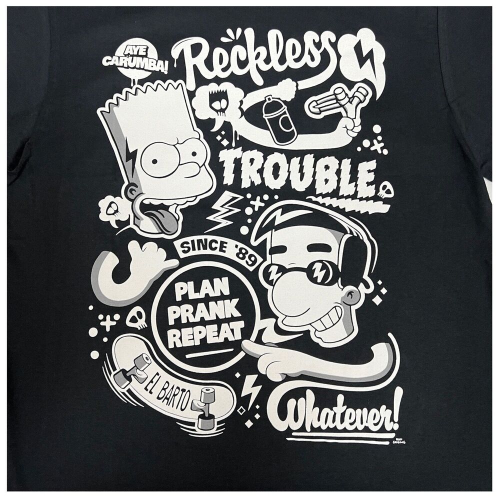 Simpsons Men’s M El Bart‎ Graffiti T-Shirt Milhouse Universal Carumba Skateboard